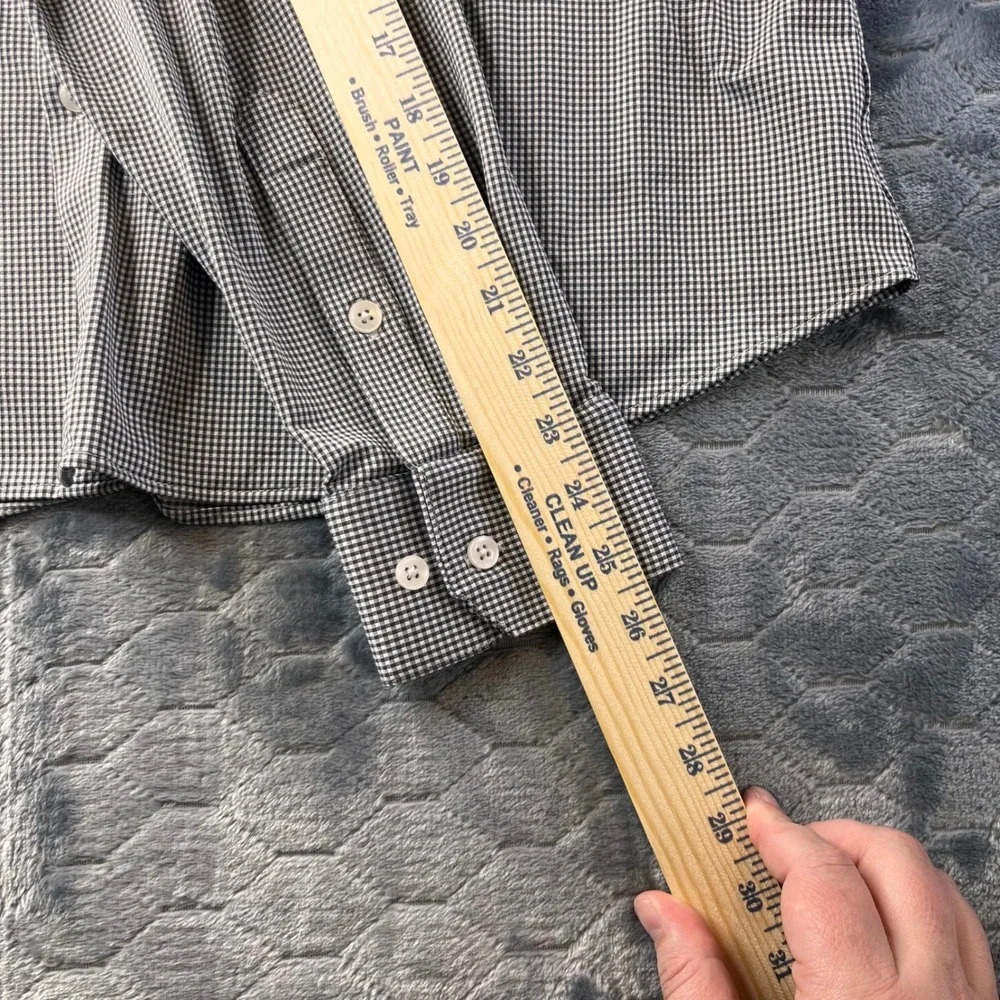 Mizzen+Main Spinnaker Performance Shirt Mens XL Standard Fit Gingham Black White - Picture 7 of 8